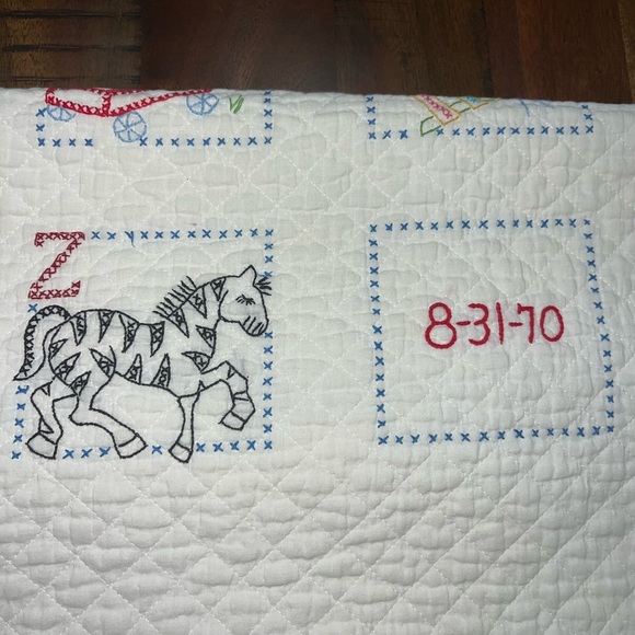 Vintage Cross-Stitch Alphabet Baby Quilt – 1970 – 38” x 56 - Picture 13 of 13